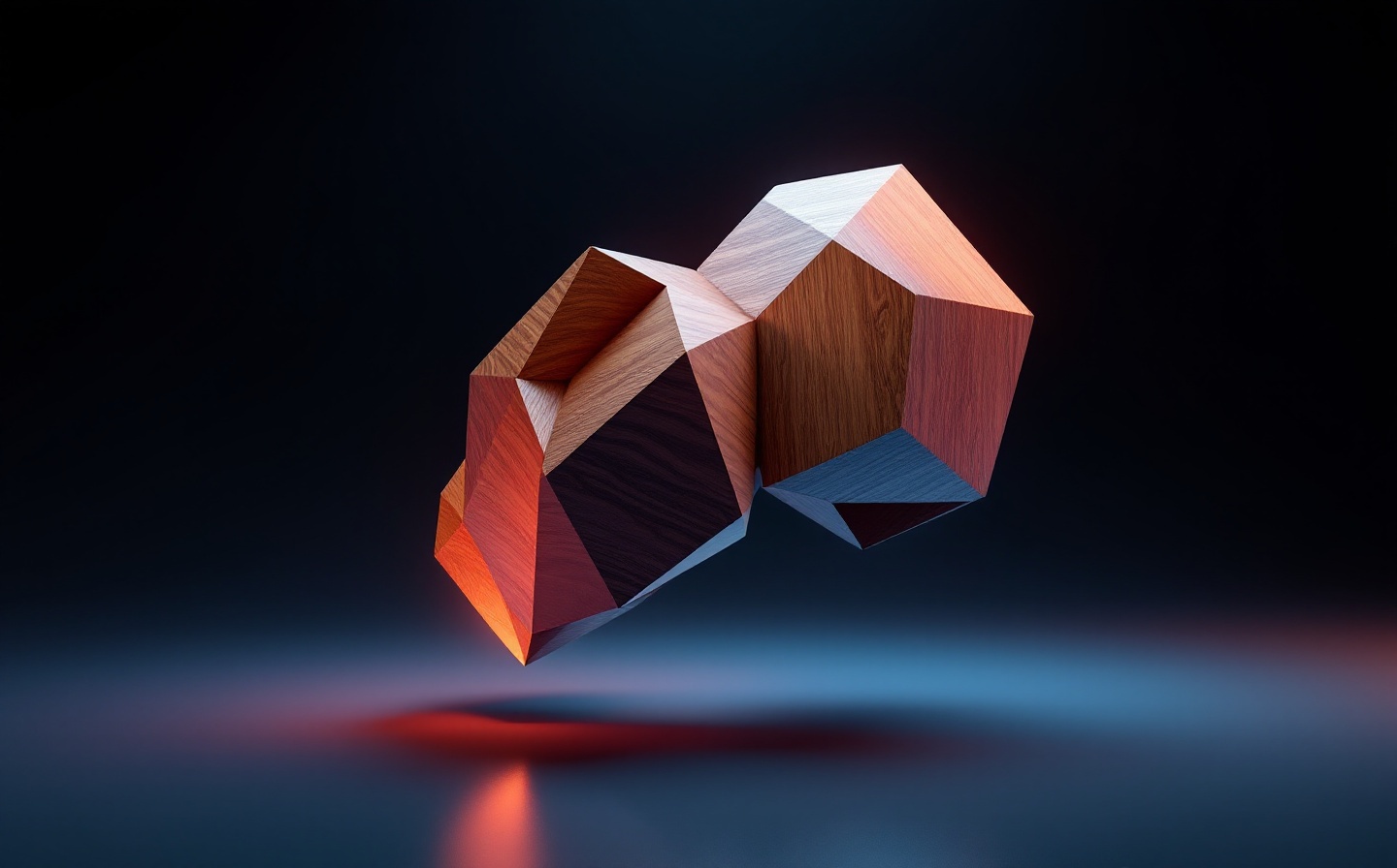 3D-render met PBR-texturen op verschillende materialen: verweerd beton, gepolijst marmer, gerust metaal en natuurlijk hout