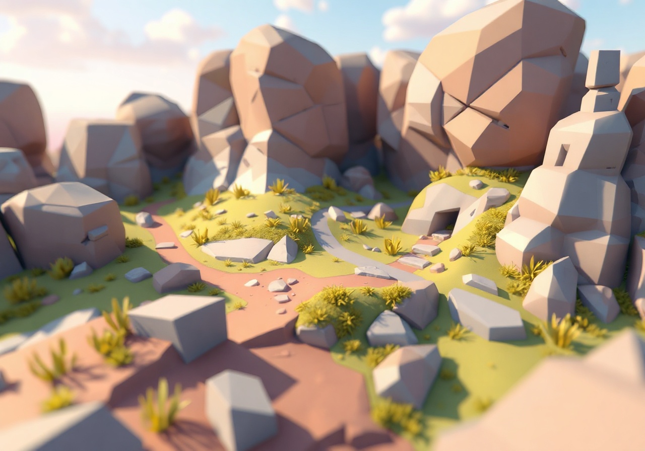 Stylized low-poly forest scene rendered with TextuurHaven PBR albedo and normal maps in Unreal Engine 5